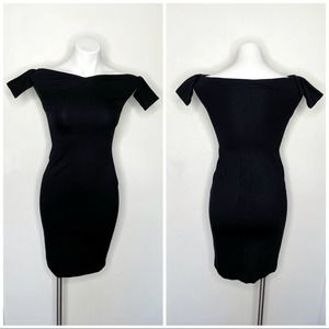 L'agence Off The Shoulder Bodycon Dress Black Color Size XS